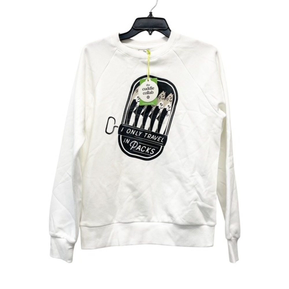 The Cuddle Collab‎ Women's "I Only Travel In Packs" Graphic White Sweatshirt XL